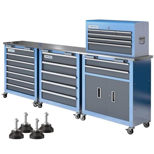 LARBANKE 3 Different Types Tool Chest Combination,Rolling Tool Chest with Stainless Countertop,Tool Cabinet with Connection Buckle,Wheels and Foot Pads,Portable Tool Box Inside