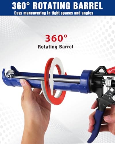 WORKPRO Caulking Gun, Adjustable Hand Caulk Gun, Less-Dripping Regulating, Sealant Silicone Gun with Comfort Grip, 9:1 & 18:1 Thrust Ratio, Smooth Round Rod for 10oz Caulk Tubes 7