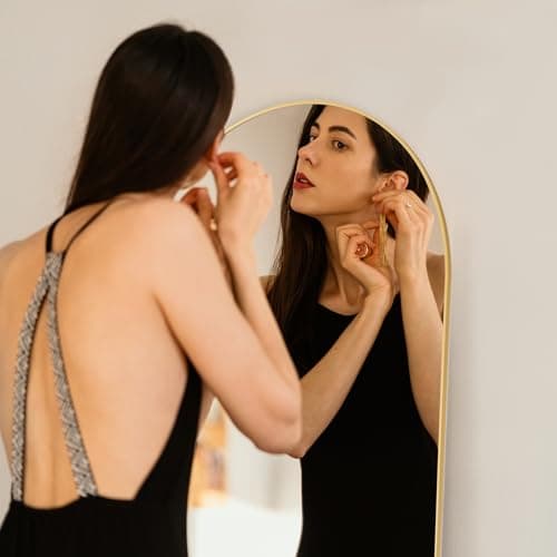 Arched Mirror Full Length, Upgraded 16"x59" Body Wall Mirrors with Shatter-Proof Glass, Floor Standing, Hanging or Leaning, Tall Arch Mirror with Stand Aluminum Alloy Frame for Bedroom Cloakroom 5