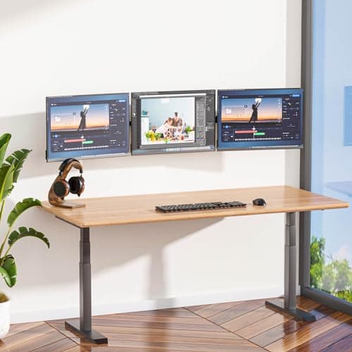 WALI Triple Monitor Wall Mount for 17 to 32 Inch, Computer Monitor Arm for 3 Screens, Swivel Tilt Wall Mount with Mounting Holes 75x75/100x100mm, Per Arm Holds Up to 15.4lbs (013ARM), Black 9