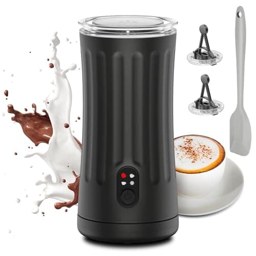 Ovetedot Milk Frother, Upgraded 4-in-1 Milk Frother and Steamer, Hot and Cold Foam Maker and Milk Warmer with Temperature Control & Auto Shut-Off, Frother for Coffee, Latte, Cappuccino, Matcha(Black)