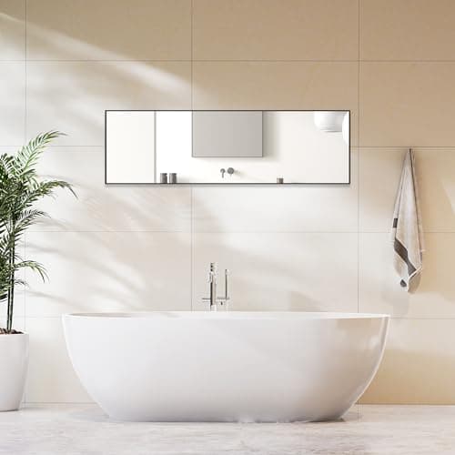 DUMOS Full Length Mirror 59"x17" Full Body Floor Mirror for Bedroom or Cloakroom, Can Stand Alone, Hang or Lean Against Wall, Tall Wall Mirror with Stand and Sleek Aluminum Alloy Thin Frame 7
