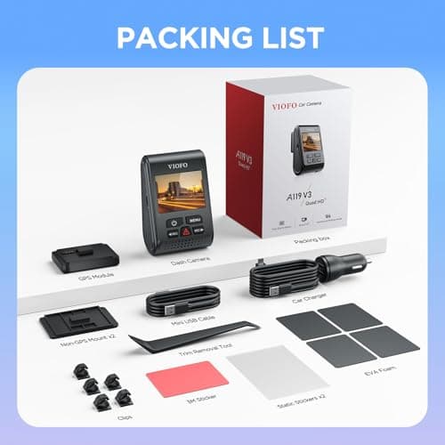 VIOFO Dash Cam A119 V3 2K 2560x1440P Quad HD+ 60FPS Front Car Dash Camera, 5MP STARVIS Sensor, 140-Degree Wide Angle, GPS Included, Buffered Parking Mode, True HDR, Motion Detection, Time Lapse 9