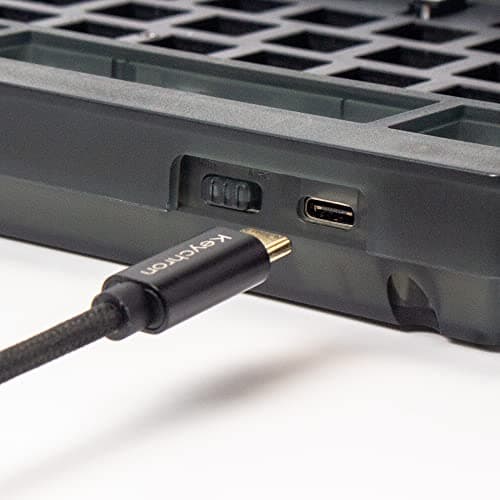 Keychron V1 Wired Custom Mechanical Keyboard Barebone Knob, 75% Layout QMK/VIA Programmable Macro with Hot-swappable Support Compatible with Mac Windows Linux (Frosted Black - Translucent) 7