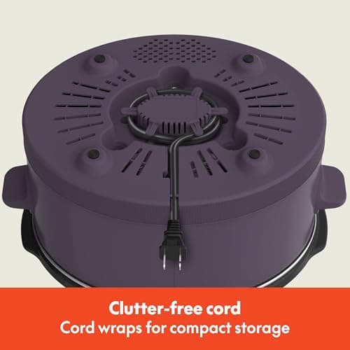 bella 6.0 Qt Manual Slow Cooker, Ceramic Nonstick Coating, 3 Temperature Settings, Dishwasher Safe Stoneware Pot and Tempered Glass Lid, Cool Touch Handles & Tangle Free Cord Wrap, Plum 7