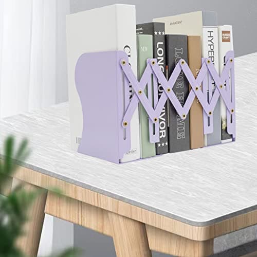 Zyners Adjustable Metal Bookends Heavy Duty for Shelves, 2 Dividers, Anti-Slip Design Expandable Book Ends for Desk, Office(Purple, 19 inches Max) 7