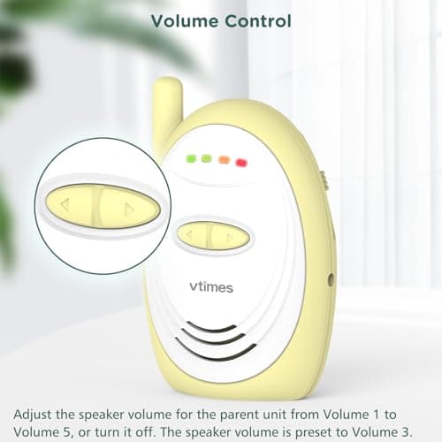 VTimes Audio Baby Monitor with 2.4GHz Wireless Digital, Long Range up to 1000 ft, Visual Sound Level Indicator, High Sensitivity Microphone, One-Way Audio Talk, USB Connection, VOX 6