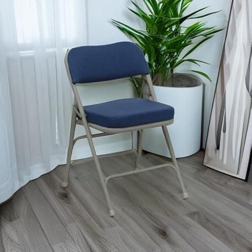 Flash Furniture Hercules Series Metal Folding Chairs with Cushioned Seat, Fabric Upholstered Event Chairs with 300-lb. Static Weight Capacity, Set of 2, Navy 5
