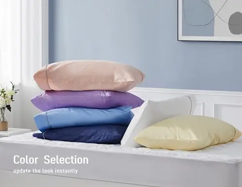 Sunflower Pillow Cases King Set of 2, 100% Cotton King Pillowcases, 20×40 inches with Silver Trim, Soft and Breathable, White 6