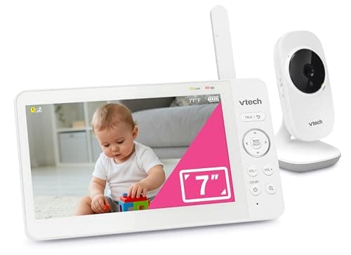 VTech Video Baby Monitor with 7" Color LCD Screen, Portable, Long Battery Life, Clear Audio/Video Quality, Secure Transmission, No Wi-Fi, 2-Way Audio, Temperature Sensor, Travel Monitor: 819 Max