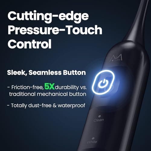 Electric Toothbrush, Marlincare Electric Toothbrush for Adults 180 Days Battery Life Rechargeable with 5 Modes, 48000VPM Motor Smart Timer IPX8, Sonic Toothbrush with 4 Brush Heads &Travel Case, Black 5