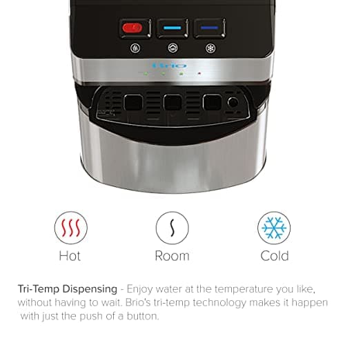 Brio 520 UV Self-Cleaning Bottleless Water Cooler Dispenser, UL Certified | Built-in 2 Stage Filtration (2 Free Replacement Filters Included) Reduces PFAS & Microplastics | 3 Temp (Hot Cold, Room) 4