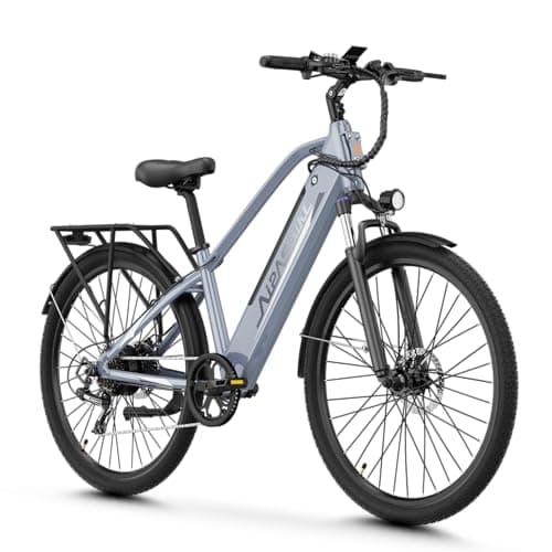 Aipas C2 Electric Bike for Adults with 1100W Motor Peak, 48V 12.8Ah, Max 62 Miles, 26" Electric Commuter Bike with 7-Speed and Suspension System, 28MPH Electric Bicycle
