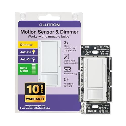 Lutron Maestro Motion Sensor Dimmer Switch for Bathroom, Garage, Laundry Room, and Closet, Occupancy and Vacancy Sensor, Single-Pole/Multi-Location, No Neutral Required, MSCL-OP153M-WH, White