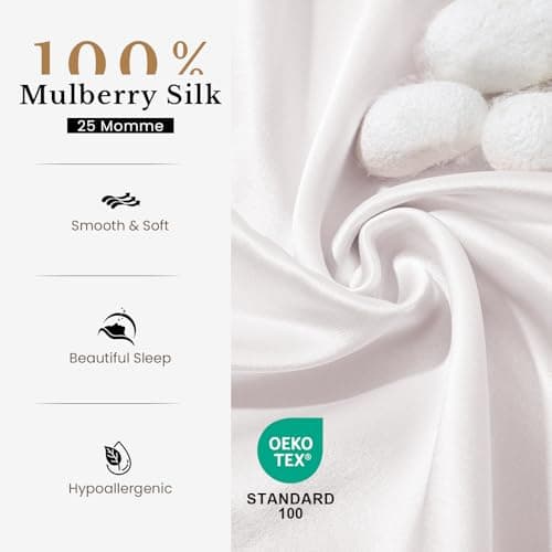 THXSILK 100% Pure Mulberry Silk Pillowcase for Hair and Skin - Upgraded Real 25 Momme Grade 6A+ Silk - Durable, Soft & Breathable Silk Pillow Case with Gift Box(King 20"x36", White) 5