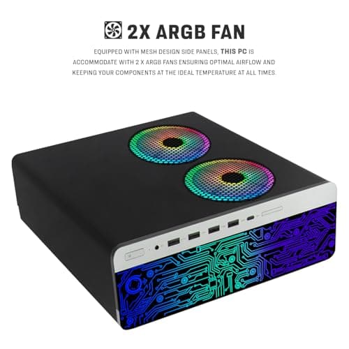 HP G3 Desktop PC, Intel i3, 16GB RAM, 512GB SSD, 27-Inch Curved Monitor, RGB Speaker, RGB Keyboard with AI-Enabled Copilot Key Mouse, 2X ARGB Fan WiFi, Windows 11 Pro (Renewed) 2