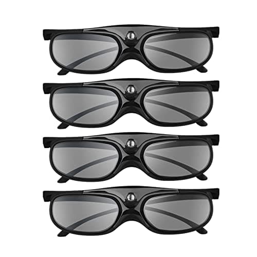 DLP 3D Glasses 4 Pack, JX30 Rechargeable 3D Active Shutter Glasses for All DLP-Link 3D Projectors, Compatible with Optoma, BenQ,Dell, Acer, Viewsonic DLP Projector, Can't Used for TV Computer
