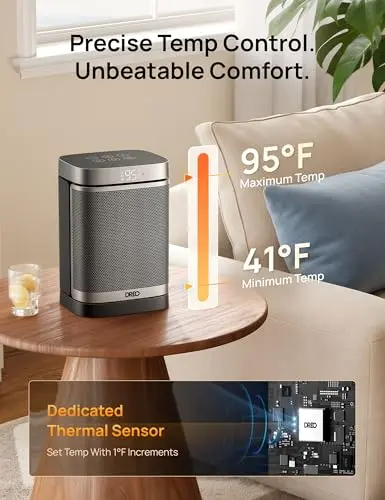 DREO Space Heater, 1500W Portable Electric Heaters for Indoor Use, PTC Ceramic Heater for Office with Remote, Thermostat, 70°Oscillation, 12H Timer, 5 Modes, Safe Quiet Room Heater for Bedroom 6