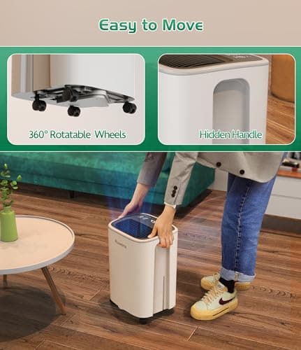 Dehumidifier 2500 Sq.Ft 30 Pint, Dehumidifiers with Drain Hose, 0.66 Gallon Water Tank, RUWORA Dehumidifiers for Home Basement Bedroom Bathroom, Overflow Protection, 24H Timer 6