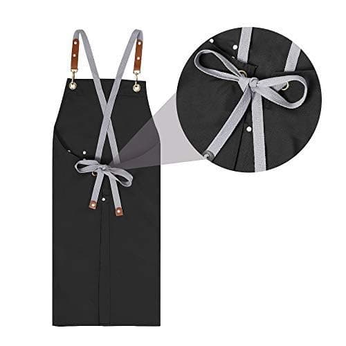 Mignongirl Chef Apron-Cross Back Apron for Men Women with Adjustable Straps and Large Pockets,Canvas,M-XXL,Black 8