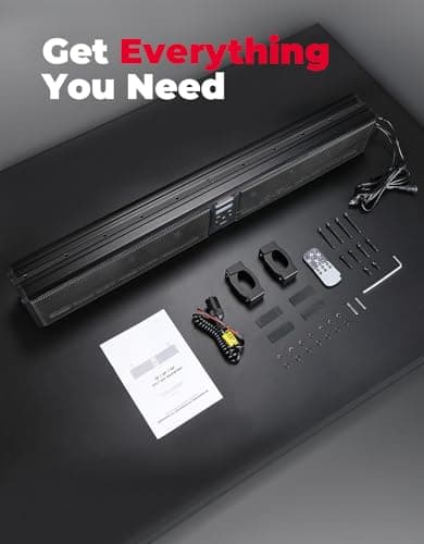 KEMIMOTO 33 inch 8 Speaker Louder UTV Sound Bar Waterproof Bluetooth, Heavy-Duty Aluminum, Music Sync Multicolor Light SXS Speakers, Soundbar for UTV Golf Cart Marine Boat with 1.75''-2.25'' Roll Bar 7