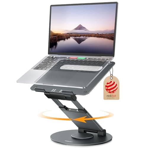 Nulaxy Telescopic 360 Rotating Laptop Stand for Desk Adjustable Height Swivel Pull Out Design Ergonomic Laptop Riser Standing Desk Converter Fits All 10-17" Laptops Computer MacBook, Gray