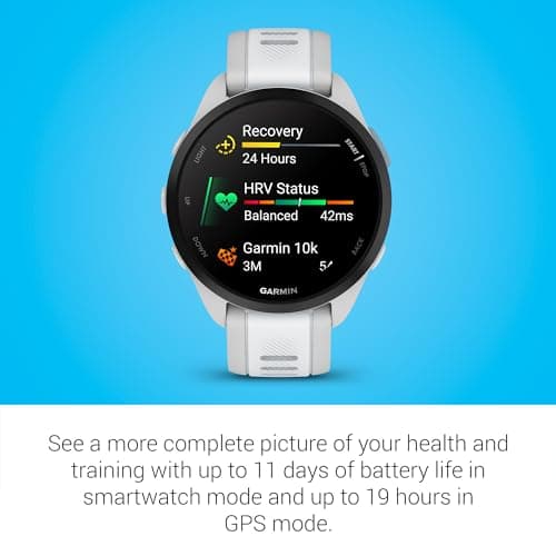 Garmin Forerunner 165 GPS Running Smartwatch, Mist Gray/Whitestone, Advanced Health - Fitness Insights, Sleep Coach, Training Plans, Garmin Pay, Signature Series Charging Stand Bundle 5