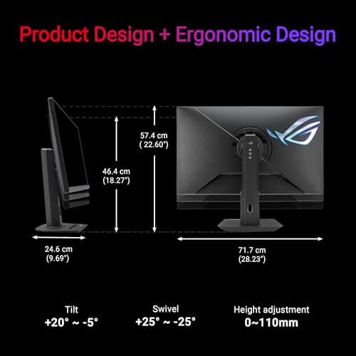 ASUS ROG Strix 32” 4K HDR Gaming Monitor (XG32UCG) – 3840x2160, Dual Mode (4K 160Hz/FHD 320Hz), 0.3ms, Fast IPS, Extreme Low Motion Blur Sync, USB-C, G-SYNC Compatible, Tripod Socket, 3 yr Warranty 7