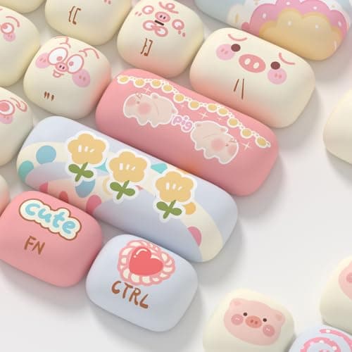 Akko PBT Keycap Set, Piggy Party Keycaps MOG Profile 139-Key Keycaps for Mechanical Keyboards 6