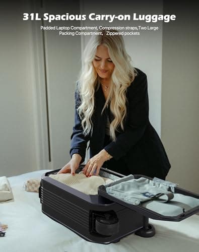 AOTOS Smart Rideable luggage-Roller carry-on luggage 22x14x9-TSA, Airline-Approved 22 inch Hardshell,Zipperless Travel Suitcase with Rolling WheelsApp Control -Cabin Suitcase for Airport Travel(Grey) 7