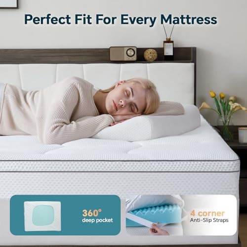 GEMBED 4 Inch Memory Foam Mattress Topper Medium XL Size - Dual Layer 3 Inch Cooling Gel Memory Pad and 1 Inch Pillow Top Mattress Cover for Back Pain - 39" x 70" x 4" 5