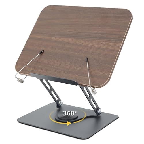 Book Stand for Reading, Multi-Angle & Height Book Holder with 360° Swivel Base, Lightweight Foldable Cookbook Stand for Kitchen, Office, Textbook, Recipe, Music Scores, Kindle, Tablet