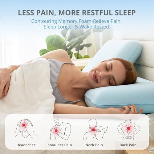 Cooling Pillow for Sleeping, Gel Memory Foam Pillow with Reversible Cover, Neck Support for Side, Back and Stomach Sleepers, Removable & Machine Washable Cover, Bed Pillows for Hot Sleepers, Blue 8