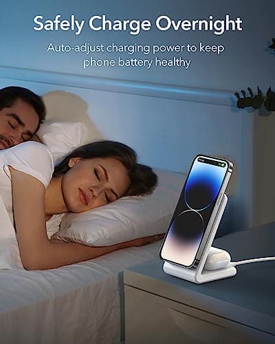 2-in-1 for Magsafe-Compatible Charger Stand with PD 20W USB-C Charger Block & Cable, Fast Charging Wireless Charger Designed for iPhone 17 Pro Max/16/15/14/13/12, AirPods 4/3/Pro 3/Pro 2/Pro, White 8