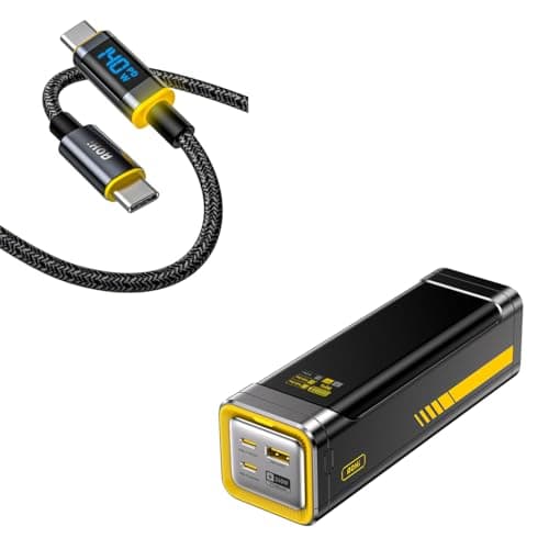 AOHI 240W Laptop Power Bank 27600mAh Portable Fast Charger (99.3wh) +140W USB C to USB C Cable with Display