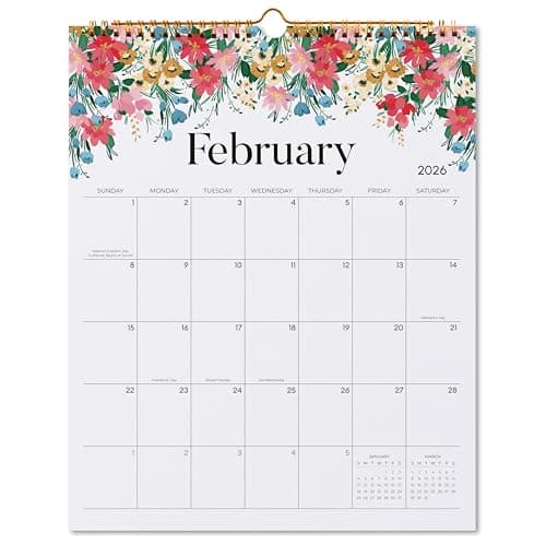 Wall Calendar 2026, Jokotha Monthly Calendar Including January 2026 to December 2026, 12"x15", Hanging Hook, Twin-Wire Binding, Floral Design Calendar for Easy Organizing