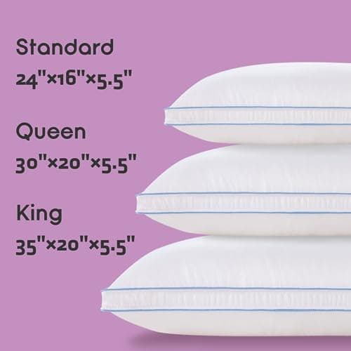 Sinomax Hybrid Firm Pillow Memory Foam Core & Fiber-Filled Cover, Firm Bed Pillow Neck Support for Side Back Stomach Sleepers, Pain Relief for Back Shoulder Set of 2 Queen 9