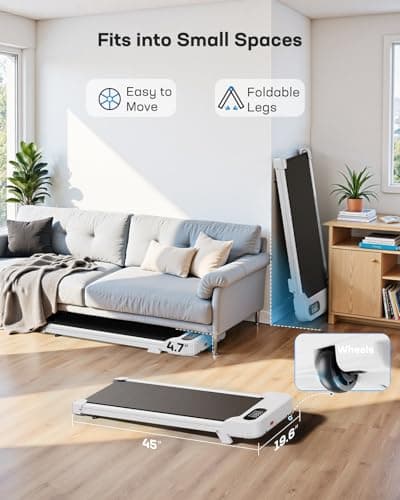 HUANUO Walking Pad with 5° Incline, 330 lbs Walking Pad Treadmill, 2.5 HP Low Noise Desk Treadmill, Portable Small Treadmills for Home, Remote Control & LED Display, White 5