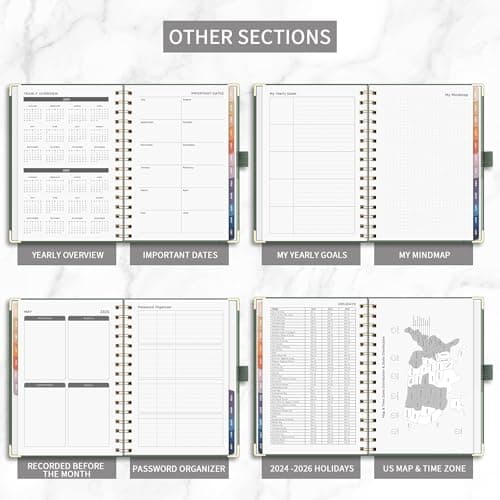 RETTACY Planner 2024-2025, Academic Planner, July 2024 - June 2025 Weekly and Monthly Planner, Medium 5.7" × 8.3", 12-Monthly Tabs, Spiral Bound, Hardcover, for Teacher, Student (Light Green) 5