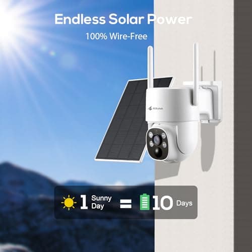 Kittyhok 4G LTE Cellular Solar Security Camera Wireless Outdoor, 2K No WiFi Security Camera, 360° Live View Pan/Tilt, Color Night Vision, 2 Way Talk, PIR Motion Sensor, Siren, Built-in SIM Card 5