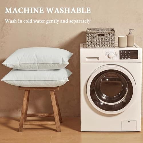 BHZ Goose Down Feather Pillows Queen Size - Hotel Collection Bed Pillows for Sleeping Soft Pillow for Side and Back Sleepers with 100% Cotton Fabric 8