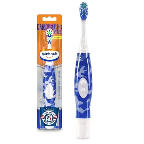 Camouflage Series Kids Spinbrush Electric Battery Toothbrush, Soft Bristles, Color May Vary