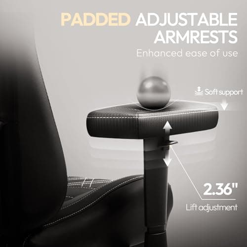 Dowinx Heated Massage Gaming Chair for Adults - Ergonomic Reclining Computer Chair with Pocket Spring Cushion and Adjustable Footrest, Heavy Duty Gaming Chair with Lumbar Support, Black White 5