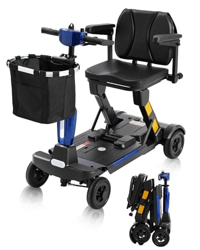 Ecomobi MS02-F 15-30Miles 4 Wheels Foldable Mobility Scooter for Adults&Seniors, 46Lbs Lightweight & 350W Powered Electric Folding Wheelchair, Removable Battery Compact & Convenient for Travel