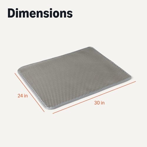 Amazon Basics Double-Layer Cat Litter Mat, Honeycomb Design with Scatter Control, Waterproof & Urine-Proof, Non-Slip Trapper Mat, Soft on Paws, Grey, 30" x 24" 5