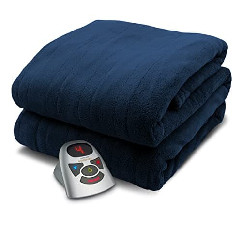 Biddeford Blankets Micro Plush Electric Heated Blanket with Digital Controller, Twin, Navy Blue