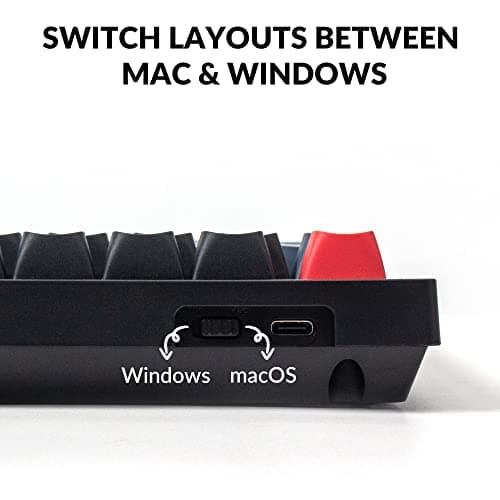 Keychron V1 75% Wired Mechanical Keyboard, QMK/VIA Programmable, Hot-swappable Red Switches, Compatible with Mac Windows Linux - Carbon Black 5