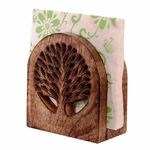 Mother's Day Gifts Tree of Life Wooden Tissue Paper Holder with Full Size Decorative Napkin Stand Tissue Paper Organizer for Home & Kitchen Dining Table Stand | Farmhouse Napkin Holder