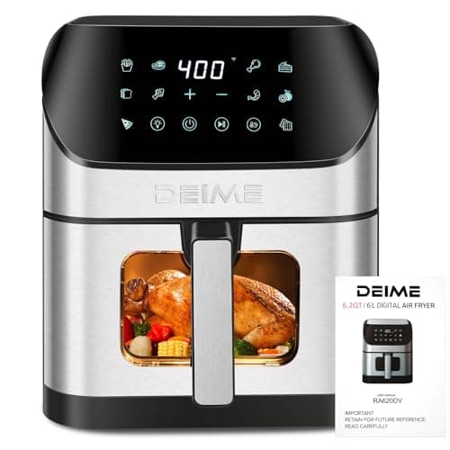 DEIME Air Fryer 6.2 QT Oilless 1500W Large Capacity Oven Air Fryers Healthy Cooker with 10 Preset, Visual Cooking Window, Non-Stick Basket, Included Recipe 6