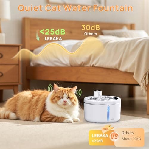 Wireless Cat Water Fountain with Stainless Steel Tray, 102oz/3L Pet Water Fountain for Cats Inside, Cat Fountain for Drinking with Motion Sensor, Ultra Quiet Pump, Cats & Dogs Gifts (2Filters) 7